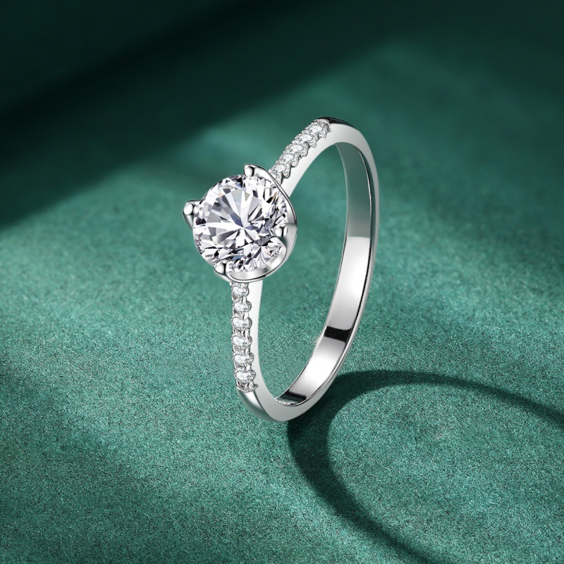 S925 Sterling silver round zircon ring for women - Image 2