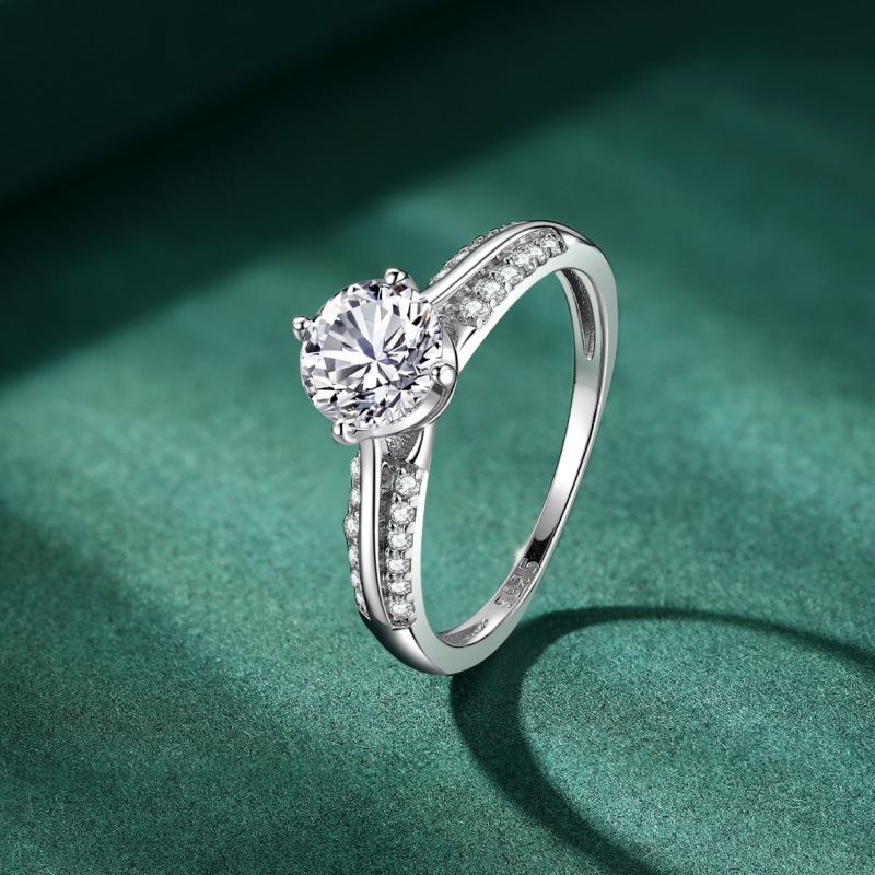 S925 Sterling silver round zircon ring for women - Image 2