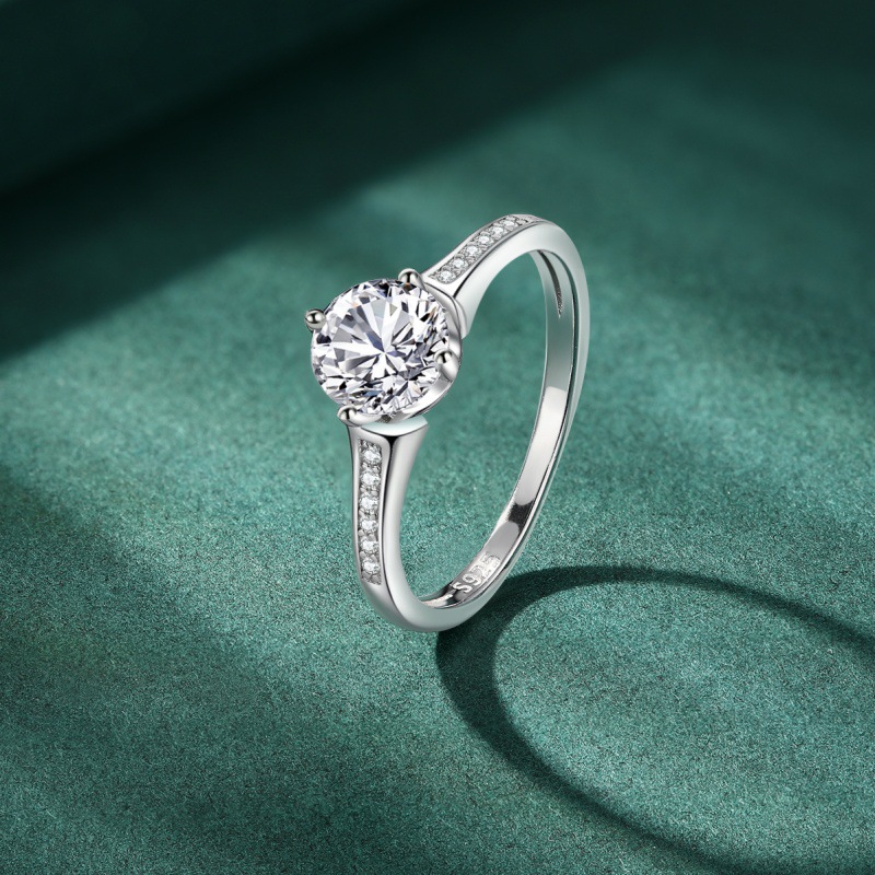 S925 Sterling silver round zircon ring for women - Image 2