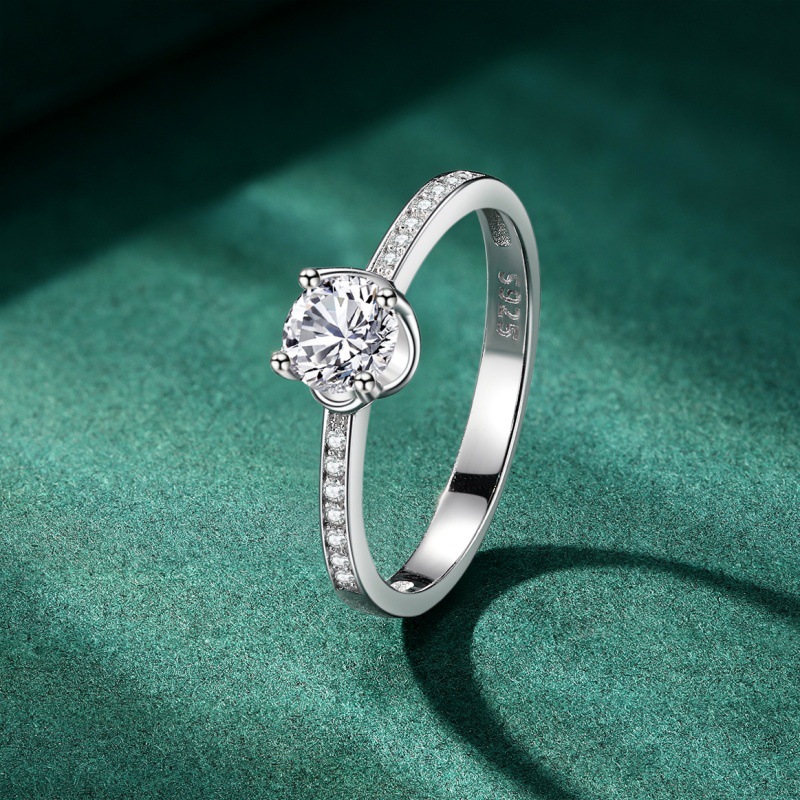 S925 sterling silver round zircon women's ring - Image 2