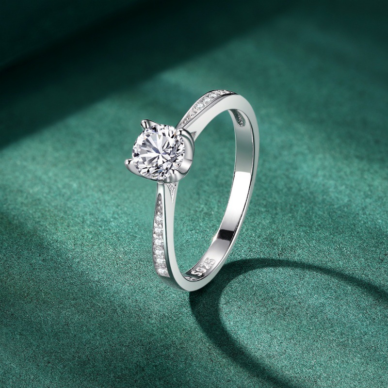 S925 sterling silver ring round 4 prong zircon ring - Image 2