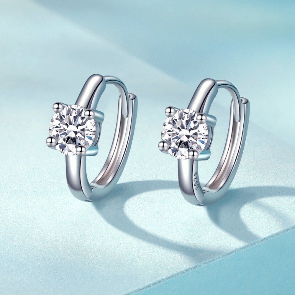 S925 Sterling Silver Earrings Women's Four Paws Shining Zircon Earrings Temperament Earrings Premium Stud Earrings - Image 4