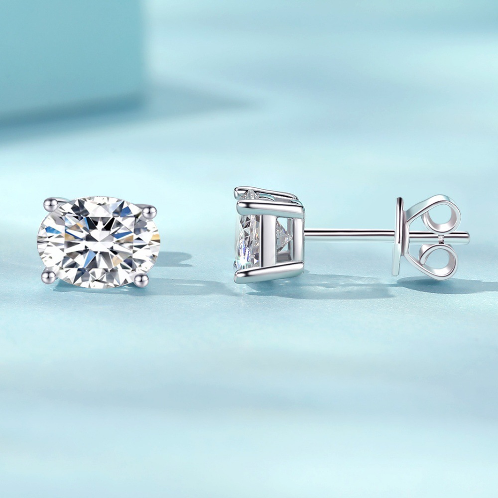 Hot sale new 925 sterling silver unique Dan shape small stud earrings ins style simple oval foreign style earrings for women - Image 4