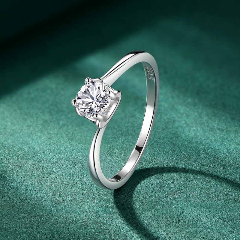 S925 Sterling Silver Four-Prong Zircon Ring for Women - Image 2