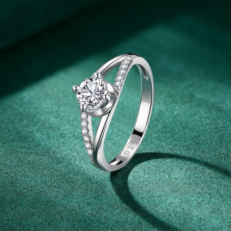 S925 Sterling Silver Ring Round Zircon Ring - Image 2