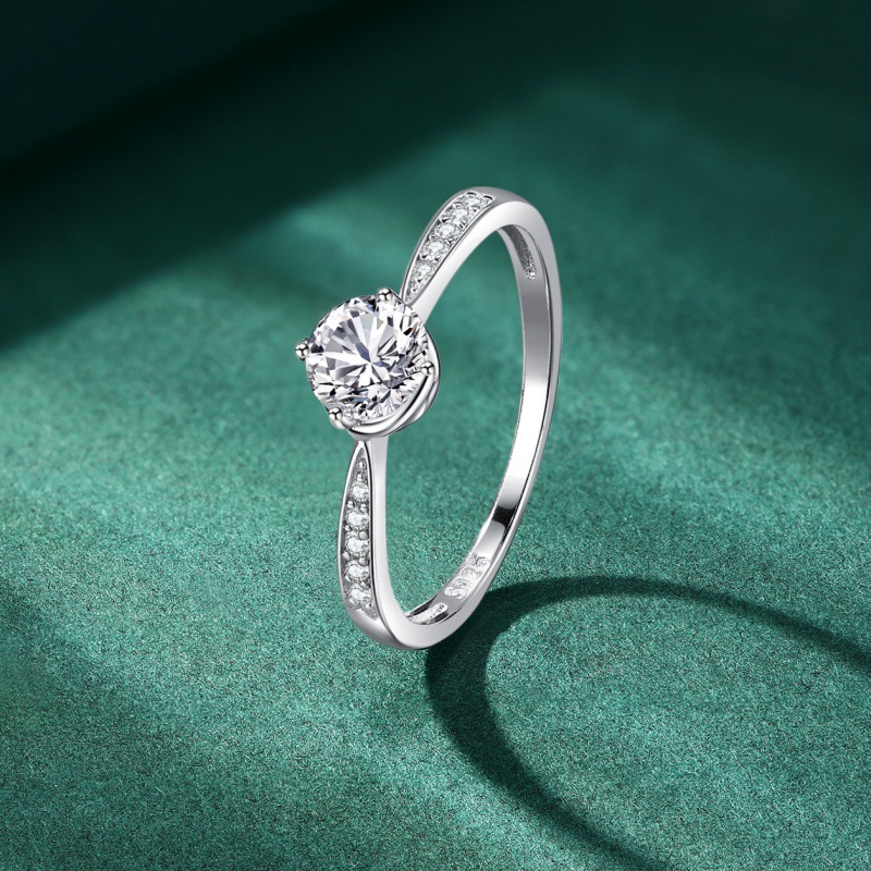 S925 sterling silver four-prong zircon ring for women - Image 2