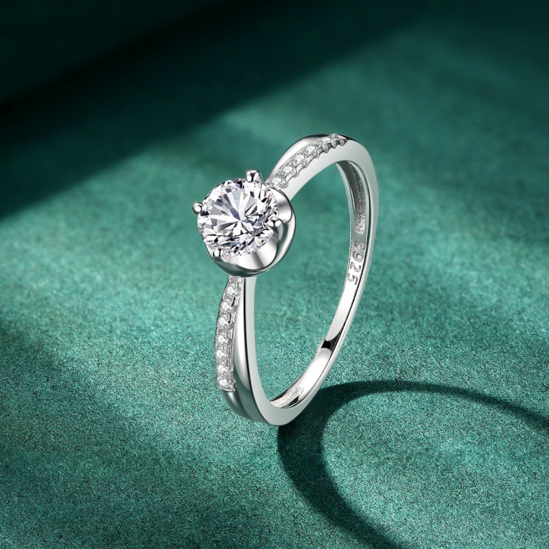 S925 sterling silver ring round zircon ring for women - Image 2