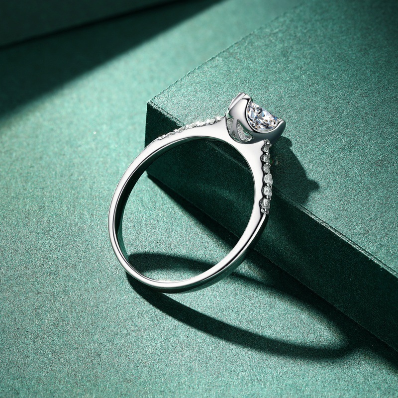 S925 Sterling silver round zircon ring for women - Image 3