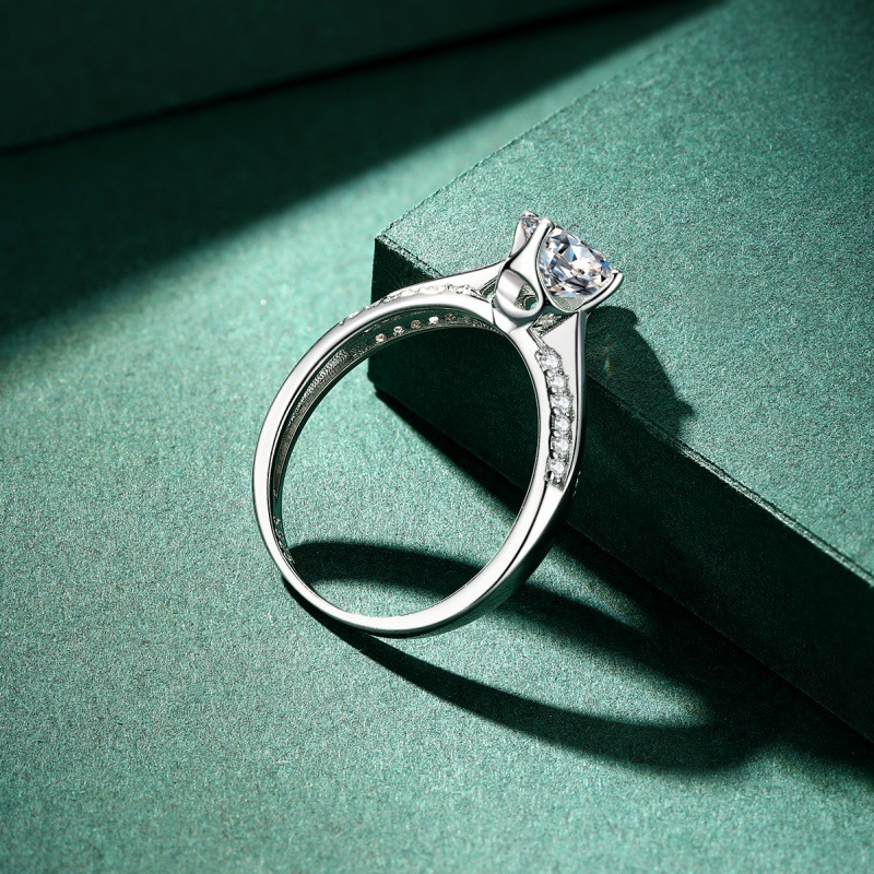 S925 Sterling silver round zircon ring for women - Image 3