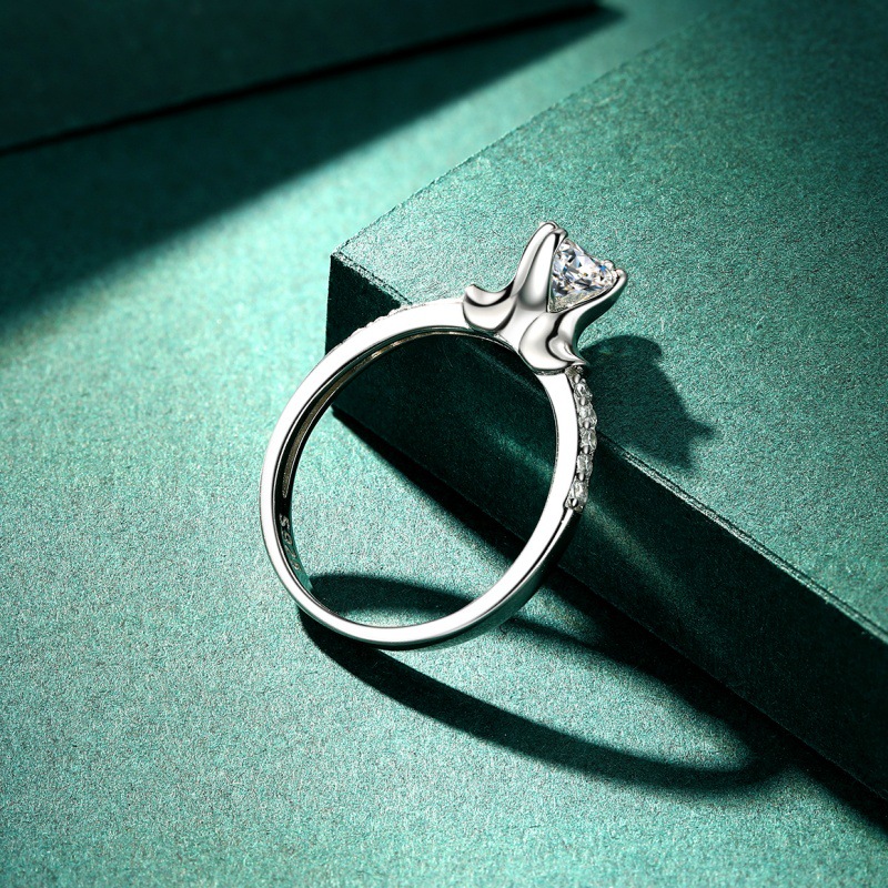 S925 Sterling silver snowflake zircon ring for women - Image 4