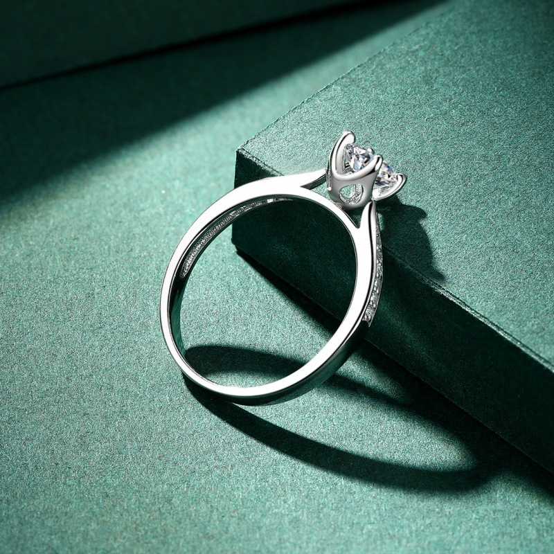 S925 sterling silver ring round 4 prong zircon ring - Image 3