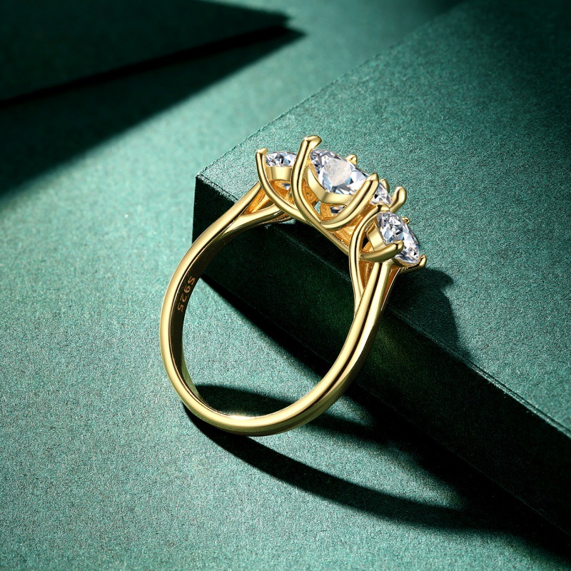 S925 sterling silver heart zircon ring 18K gold plated ring for women - Image 3