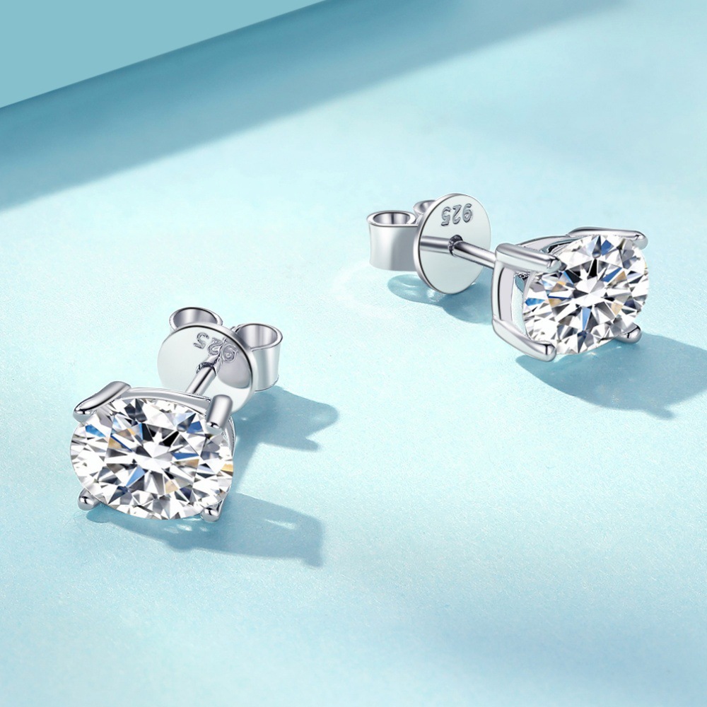 Hot sale new 925 sterling silver unique Dan shape small stud earrings ins style simple oval foreign style earrings for women - Image 3