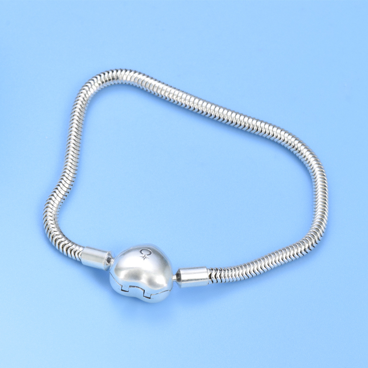 S925 Sterling Silver Love Soft Chain DIY Trend Fashion Heart Shape Hollow Snake Bone Bracelet Wholesale - Image 3