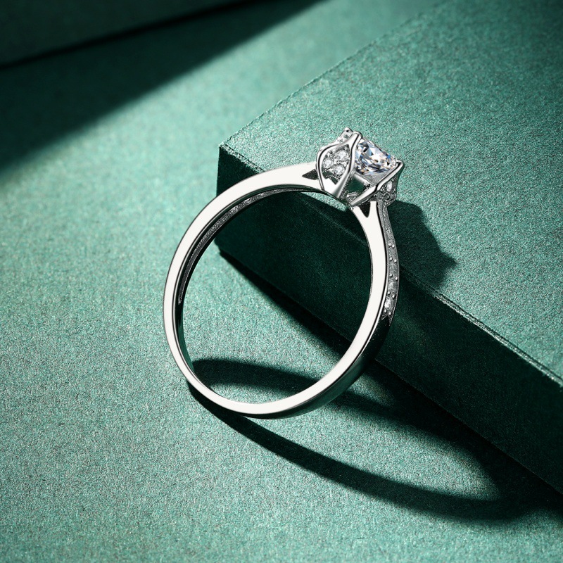 S925 sterling silver all-over diamond 4-prong zircon ring - Image 3