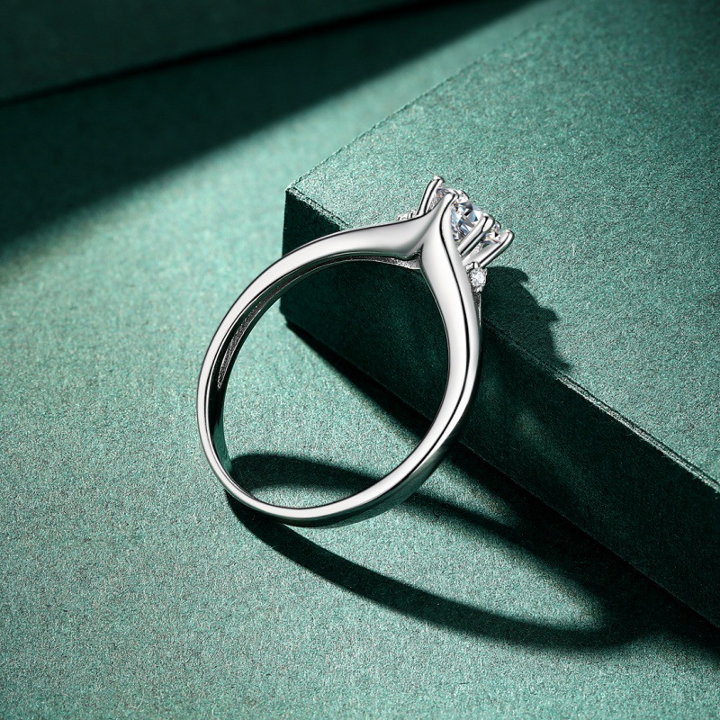 S925 Sterling Silver Zircon Ring Six-Prong Diamond Ring - Image 3