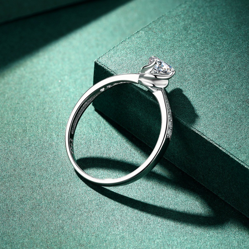 S925 sterling silver four-prong zircon ring for women - Image 3