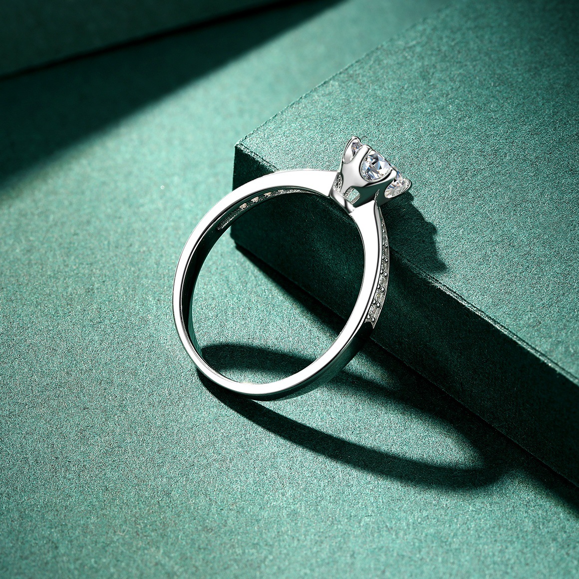 S925 sterling silver women's ring zircon six-prong ring - Image 3