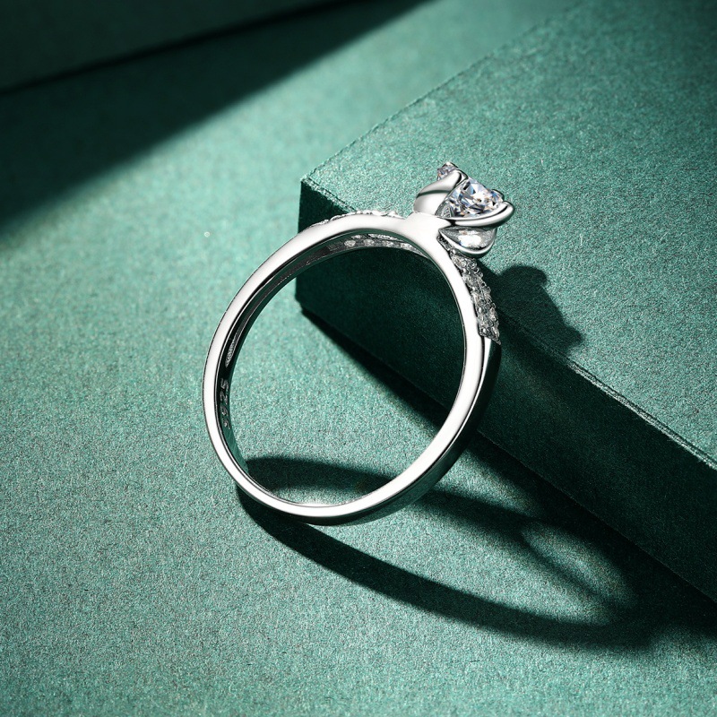 S925 sterling silver round zircon cut-out ring for women - Image 3