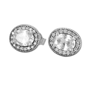 S925 sterling silver oval zircon stud earrings women's ins trend light luxury niche luxury high-end sense exquisite commuter style earrings women