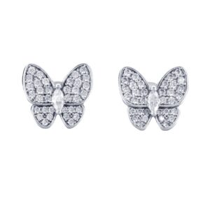 S925 sterling silver shining zircon butterfly stud earrings women's ins new inlaid simple earrings earrings women