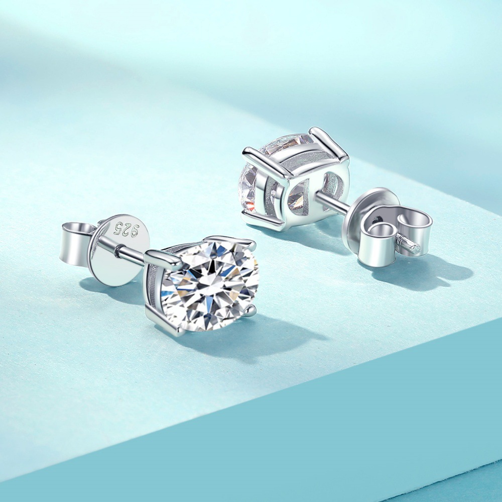 Hot sale new 925 sterling silver unique Dan shape small stud earrings ins style simple oval foreign style earrings for women - Image 2