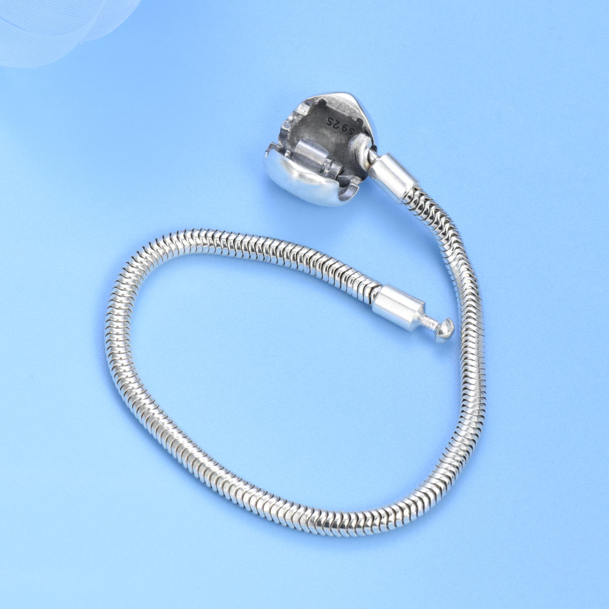 S925 Sterling Silver Love Soft Chain DIY Trend Fashion Heart Shape Hollow Snake Bone Bracelet Wholesale - Image 4