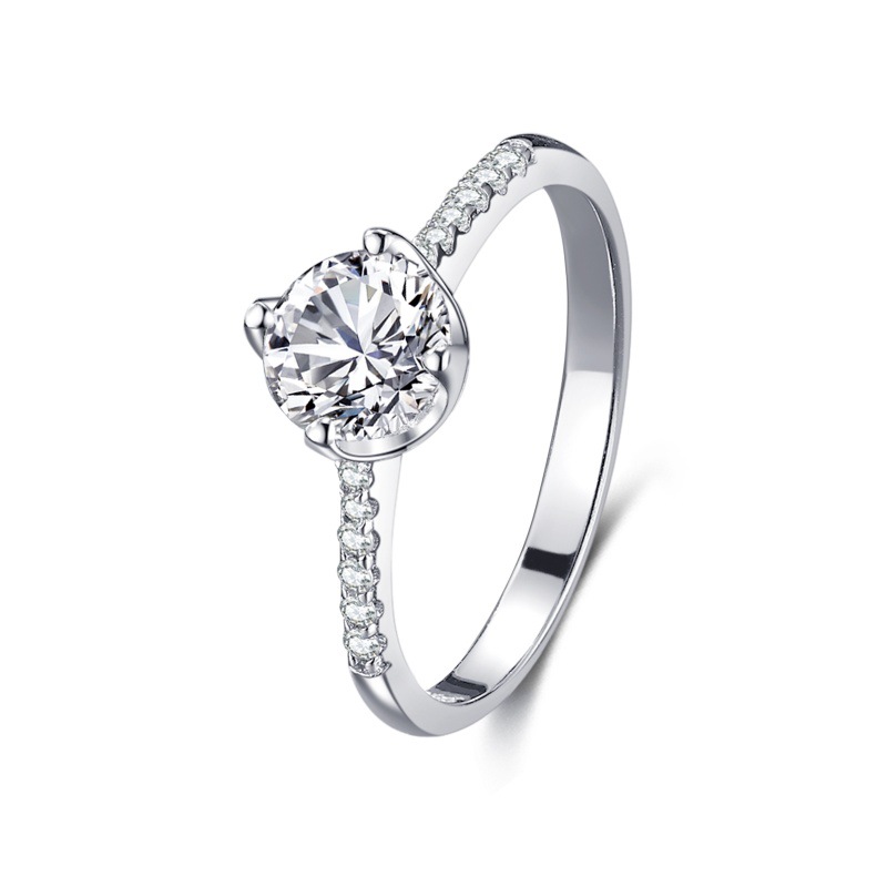 S925 Sterling silver round zircon ring for women