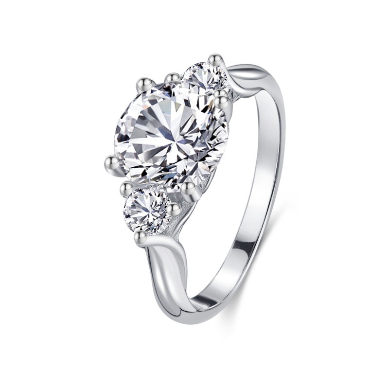 S925 Sterling Silver 14k Gold Plated Ring Round Zirconia Ring - Image 2