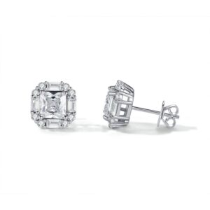S925 sterling silver new T square back shaped earrings inlaid with zircon trend niche women's earrings European and American fashion earrings women