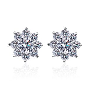 S925 sterling silver snowflake zircon stud earrings sunflower earrings