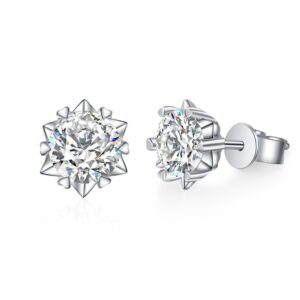 S925 sterling silver earrings inlaid zircon earrings snowflake earrings fashion super flash six-prong earrings