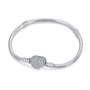 S925 sterling silver bracelet basic chain snake bone chain love inlay DIY beads bracelet
