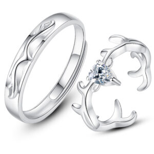 A deer couple opening silver ringS925 sterling silver rings