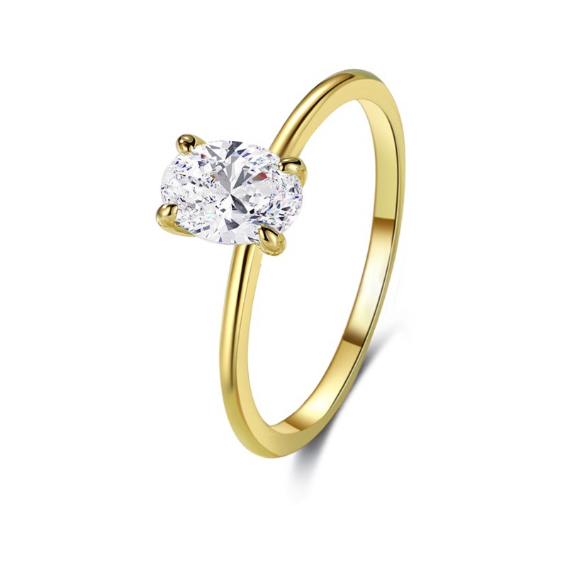 Zircon Ring Women S925 Sterling Silver Four-claw Egg-shaped Ring - Image 3