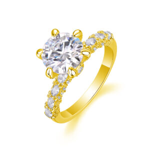 Six-claw S925 silver ring moissanite silver plated 18K gold ring