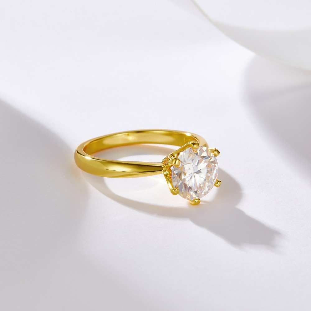 Six-claw ring S925 silver 18K gold plated Moissanite Diamond Ring - Image 4