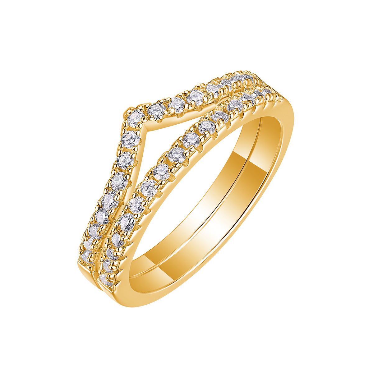 925 Sterling Silver Moissanite Ring 2 Piece Stackable Wedding Engagement Ring with Certificate