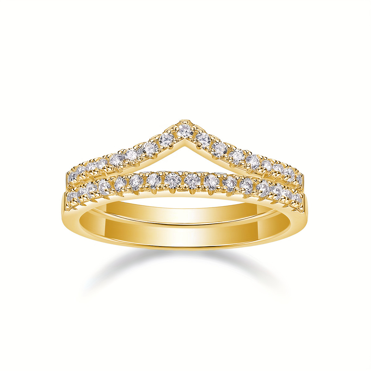 925 Sterling Silver Moissanite Ring 2 Piece Stackable Wedding Engagement Ring with Certificate - Image 3