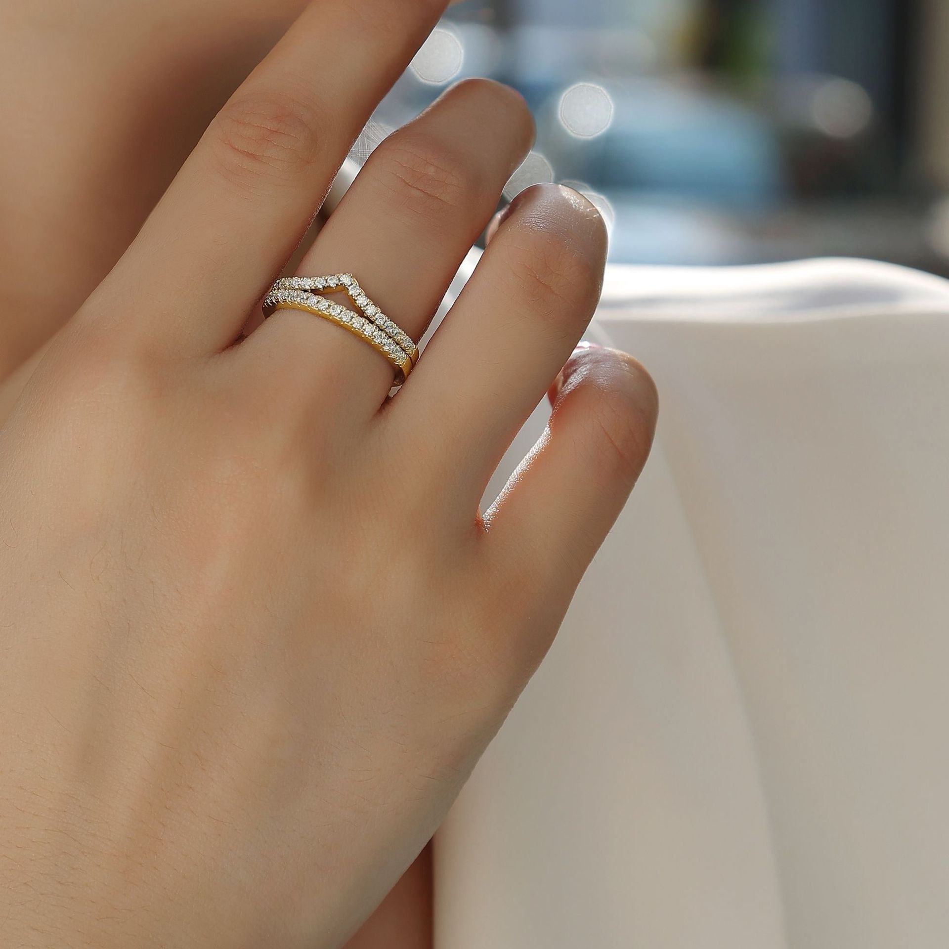 925 Sterling Silver Moissanite Ring 2 Piece Stackable Wedding Engagement Ring with Certificate - Image 4