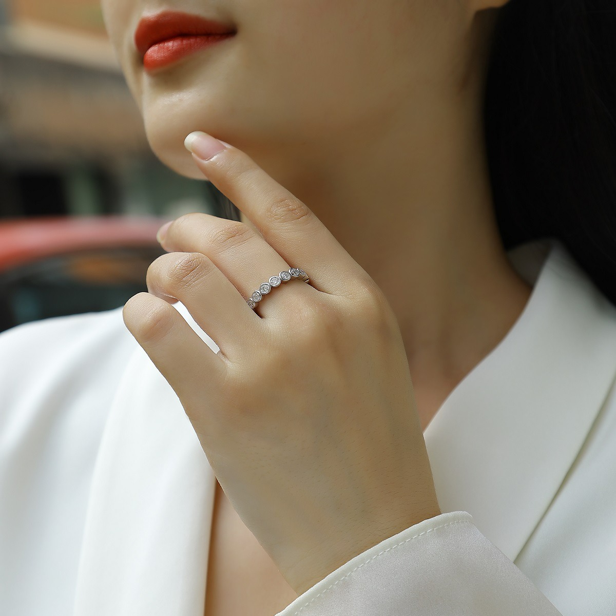 3mm 0.1CT Moissanite Full Eternity Ring S925 Silver Plated 18K Pass Diamond Test Bezel Rings Wedding Band - Image 6