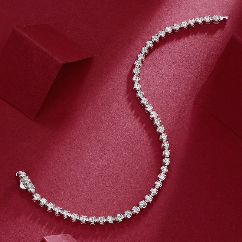 925 Sterling Silver Tennis Bracelet Hip Hop Couple Moissanite Bracelet with Certificate - Image 4