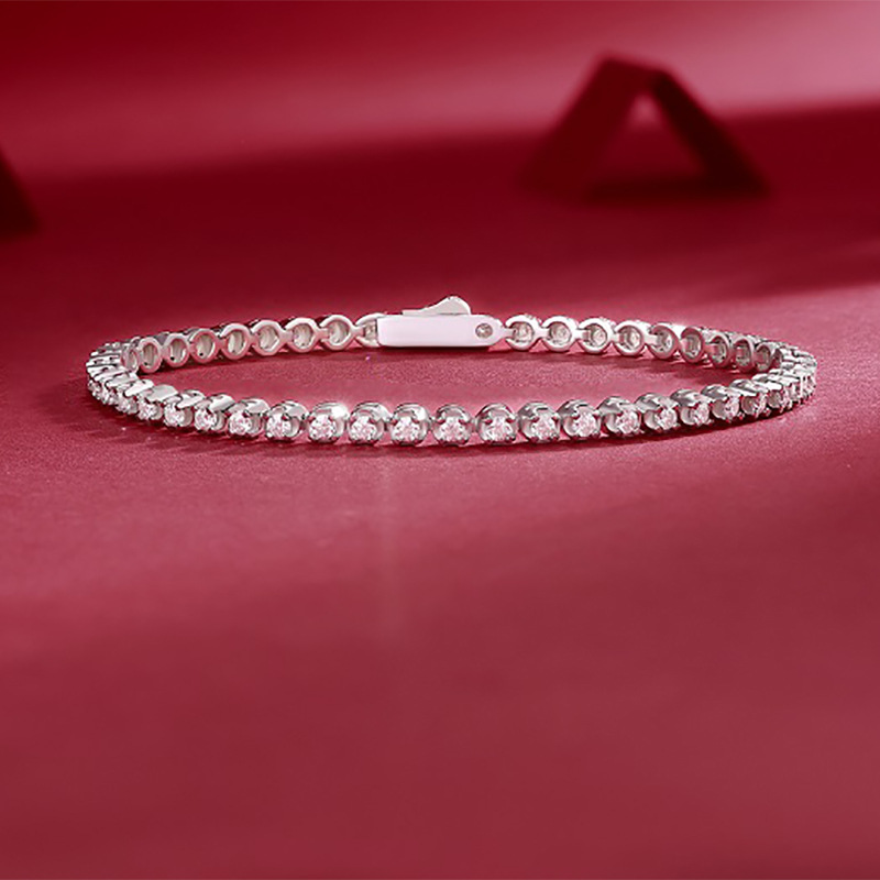 925 Sterling Silver Tennis Bracelet Hip Hop Couple Moissanite Bracelet with Certificate - Image 3
