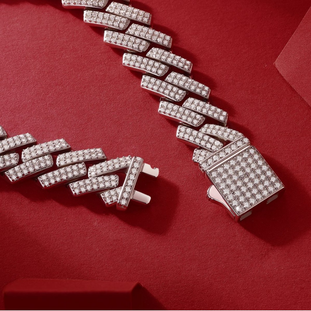 14mm Full Moissanite 2 Row Cuban Bracelet S925 Sterling Silver Luxury Diamonds Hip Hop Pop Chain - Image 6