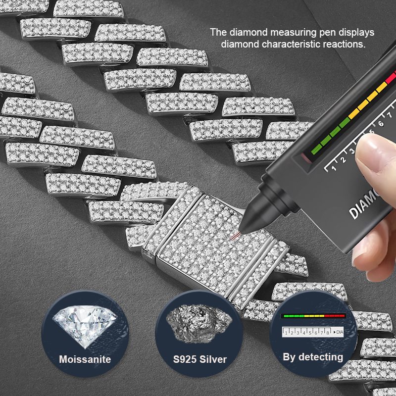 14mm Full Moissanite 2 Row Cuban Bracelet S925 Sterling Silver Luxury Diamonds Hip Hop Pop Chain - Image 5