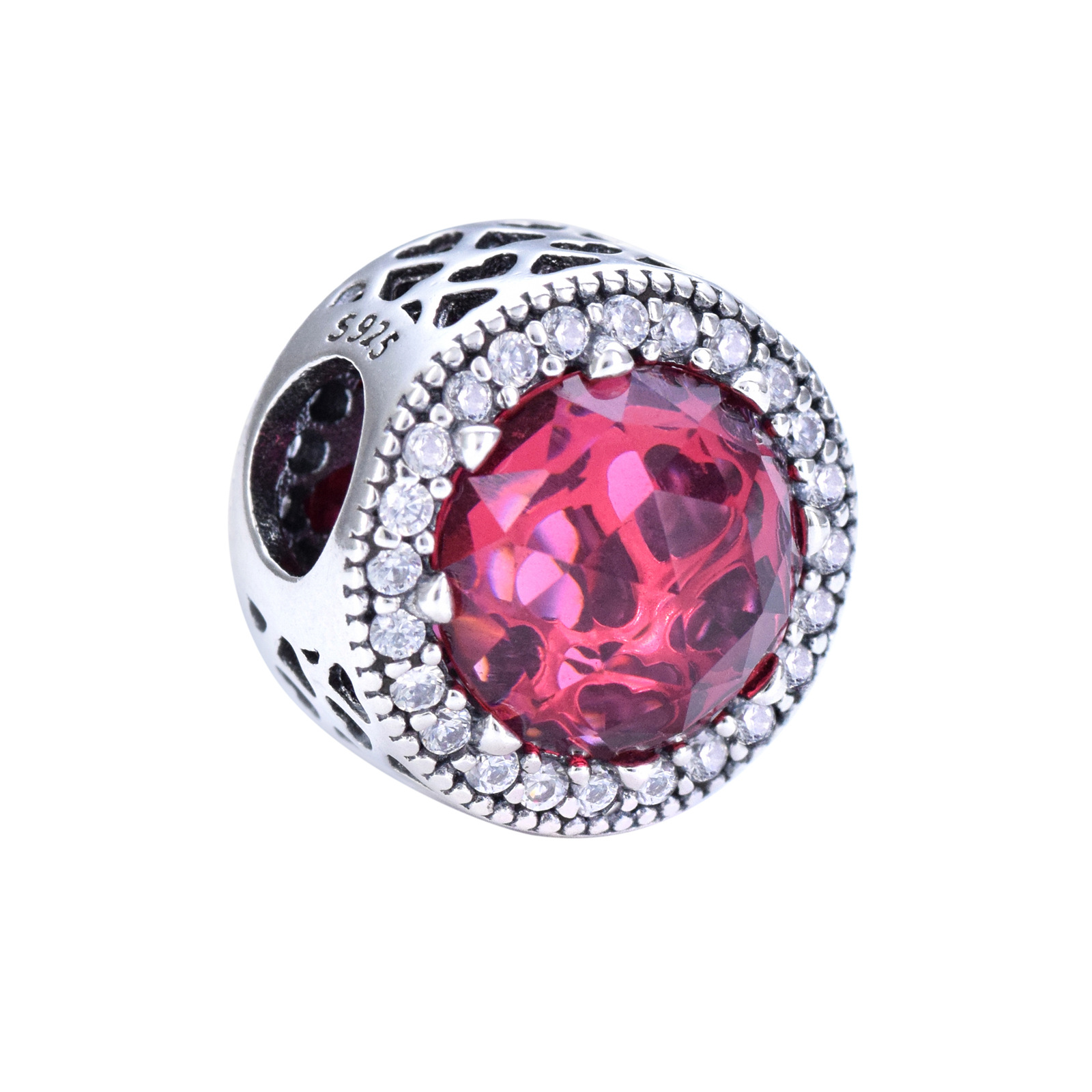 S925 sterling silver beaded DIY pendant set with round zircon - Image 7