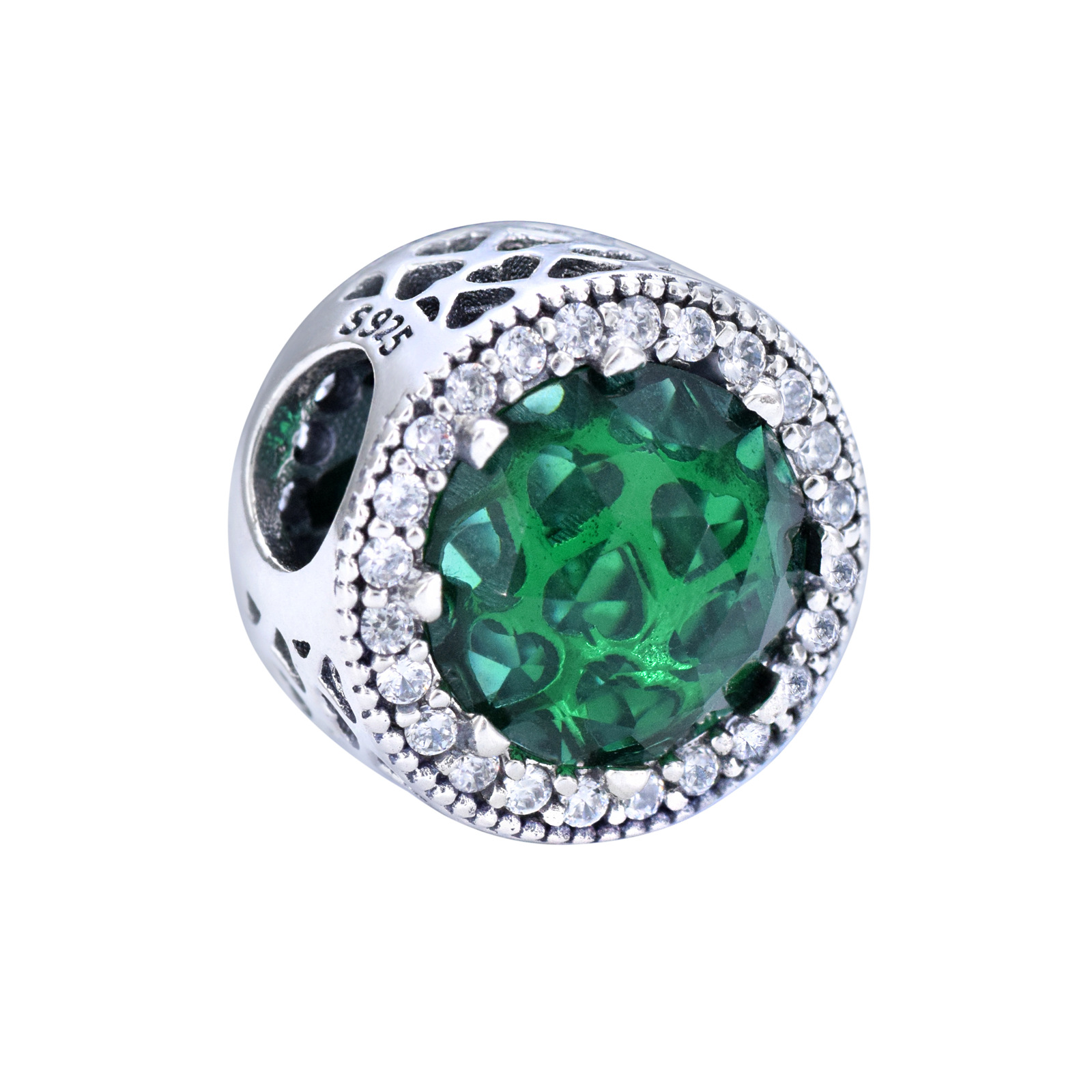 S925 sterling silver beaded DIY pendant set with round zircon - Image 4