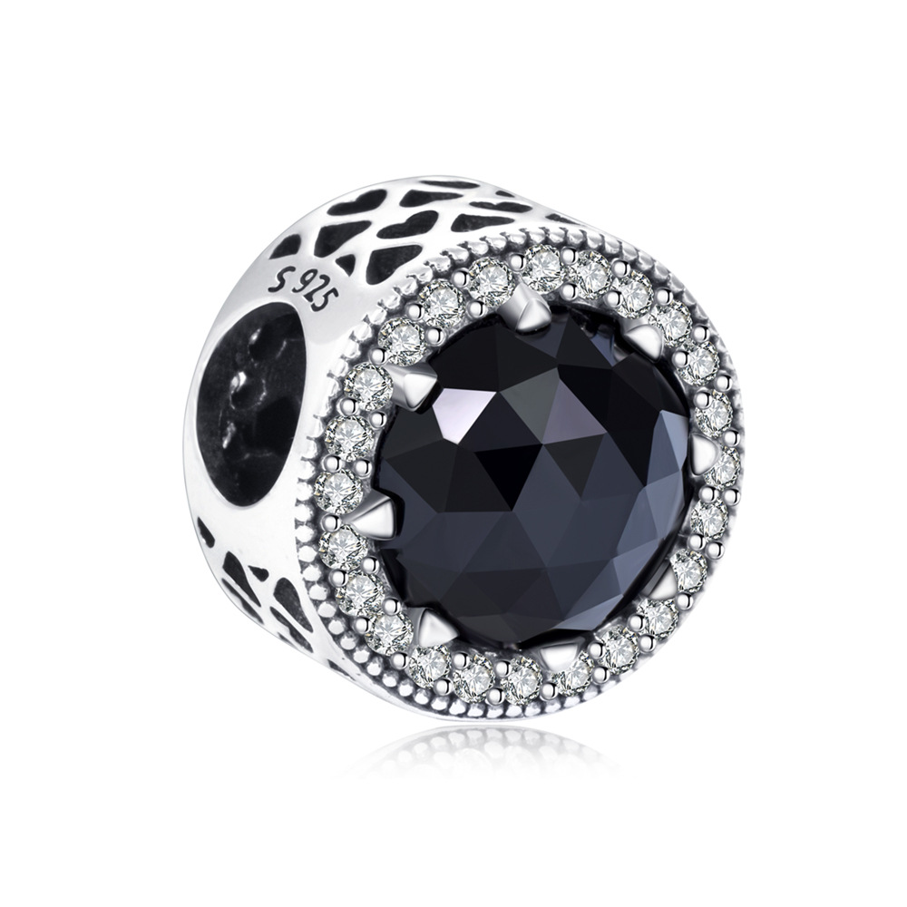 S925 sterling silver beaded DIY pendant set with round zircon - Image 3