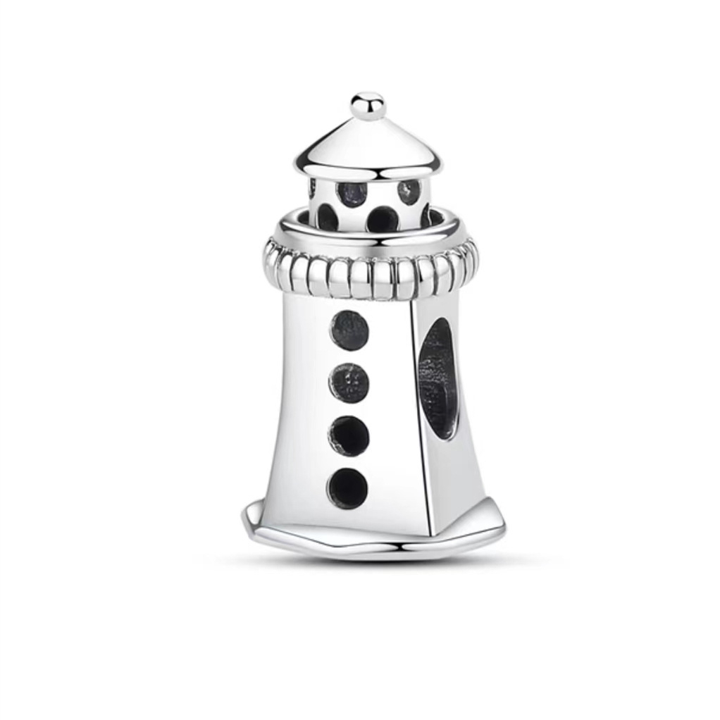 S925 Sterling Silver Beaded DIY Pendant Lighthouse