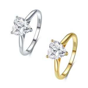 S925 sterling silver women's ring six prongs heart-shaped zircon ring